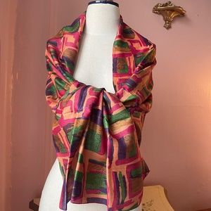 Handmade colorful silk vintage scarf